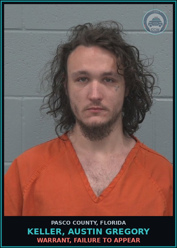 Booking mugshot of KELLER, AUSTIN GREGORY in Pasco County