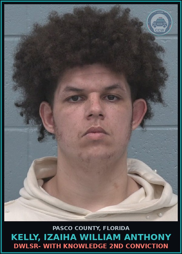 Booking mugshot of KELLY, IZAIHA WILLIAM ANTHONY in Pasco County