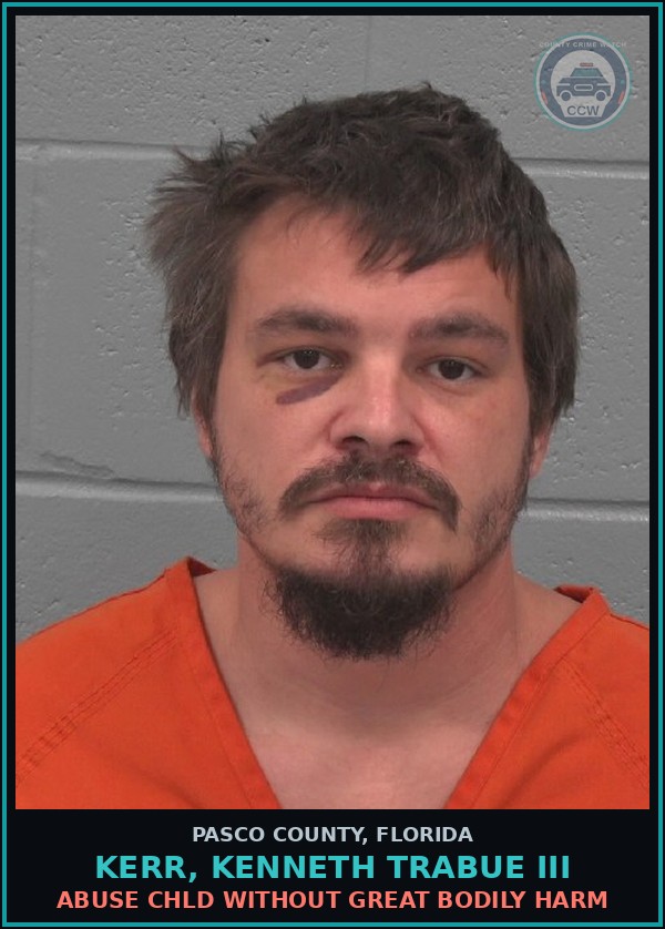 Booking mugshot of KERR, KENNETH TRABUE III in Pasco County