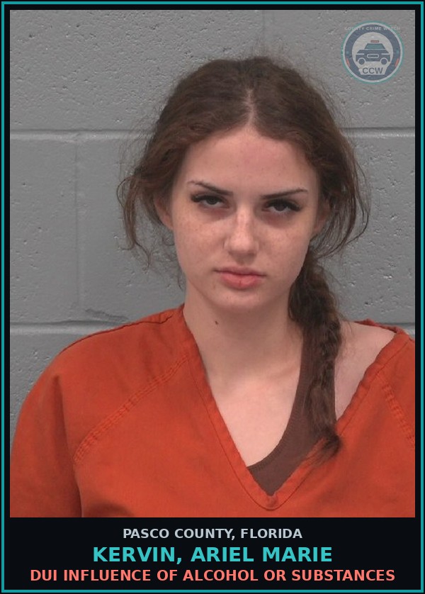 Booking mugshot of KERVIN, ARIEL MARIE in Pasco County