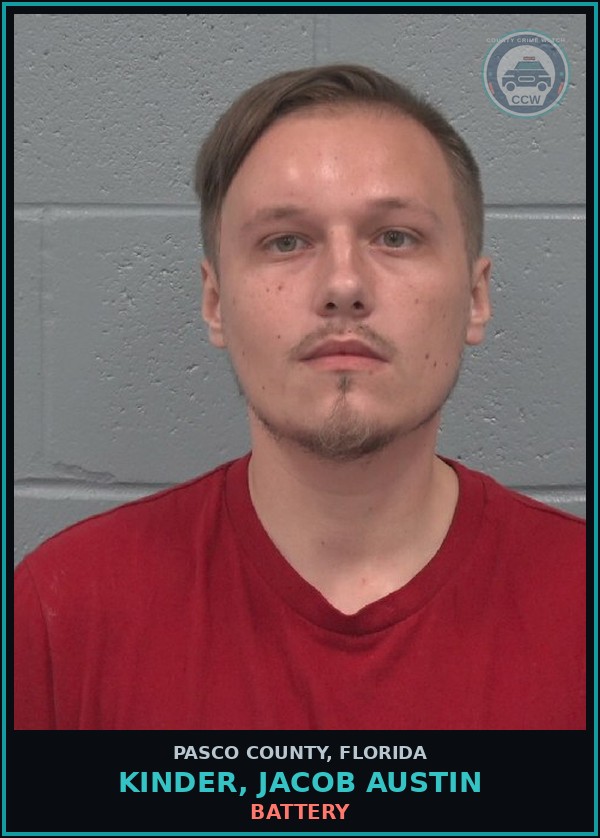 Booking mugshot of KINDER, JACOB AUSTIN in Pasco County
