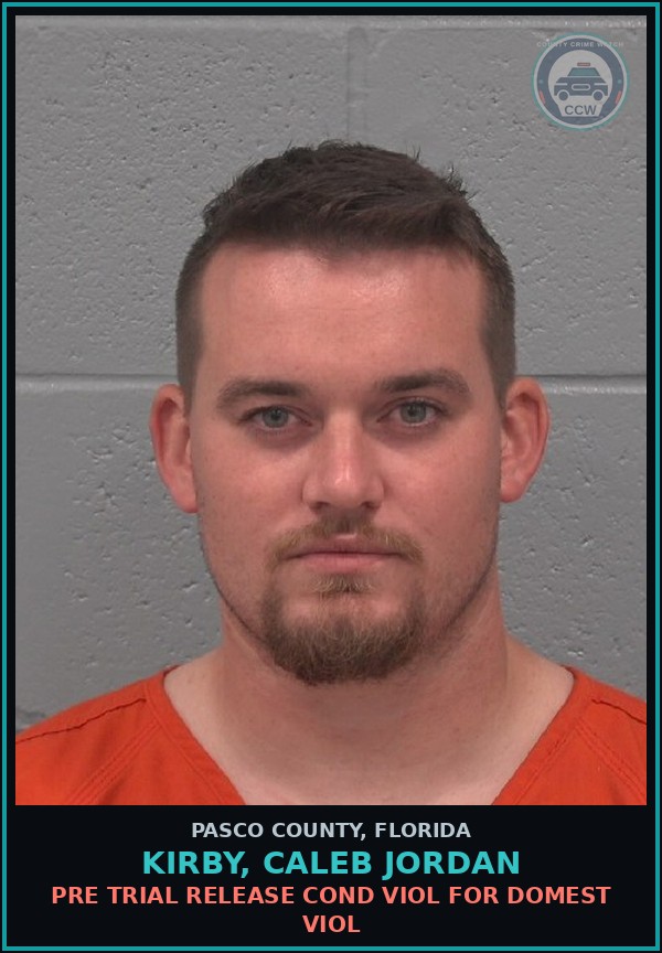 Booking mugshot of KIRBY, CALEB JORDAN in Pasco County