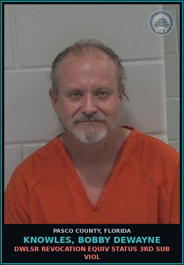 Booking mugshot of KNOWLES, BOBBY DEWAYNE in Pasco County