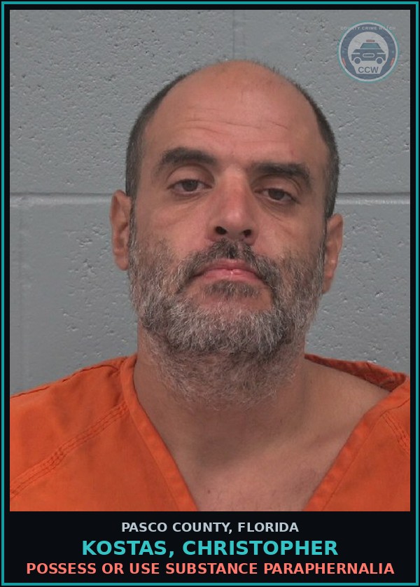 Booking mugshot of KOSTAS, CHRISTOPHER in Pasco County