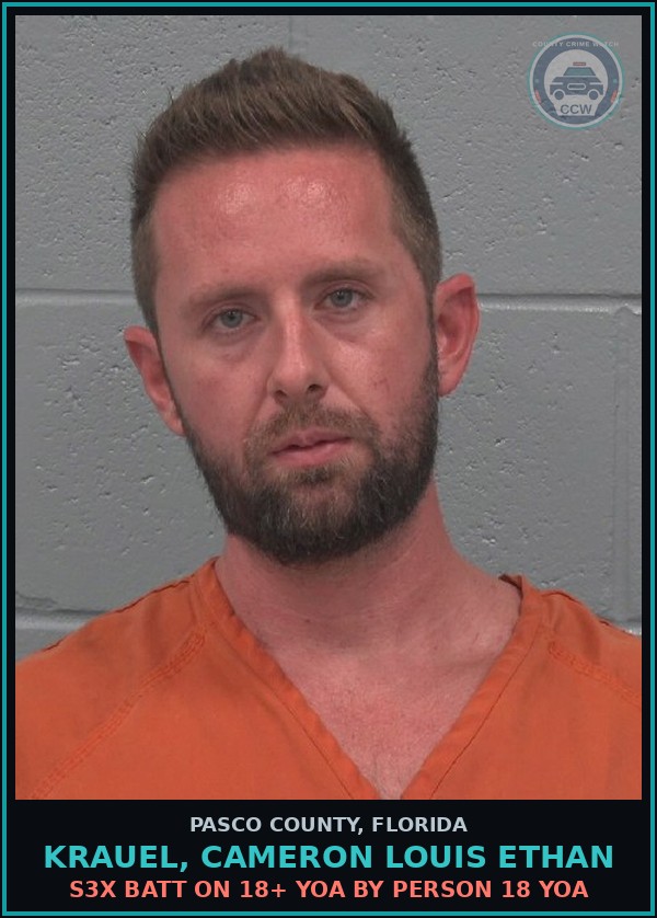 Booking mugshot of KRAUEL, CAMERON LOUIS ETHAN in Pasco County