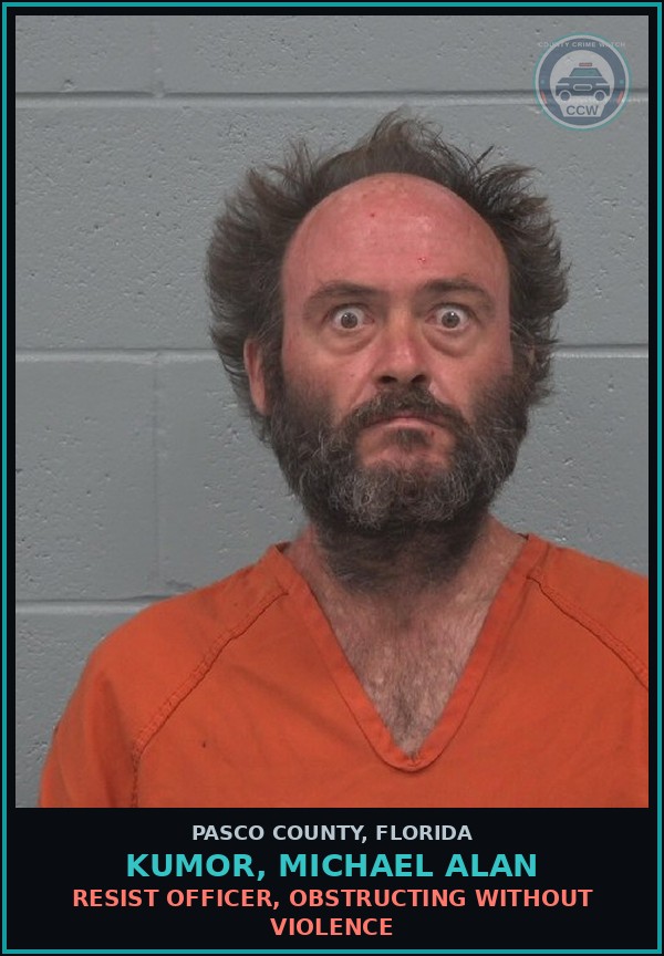 Booking mugshot of KUMOR, MICHAEL ALAN in Pasco County