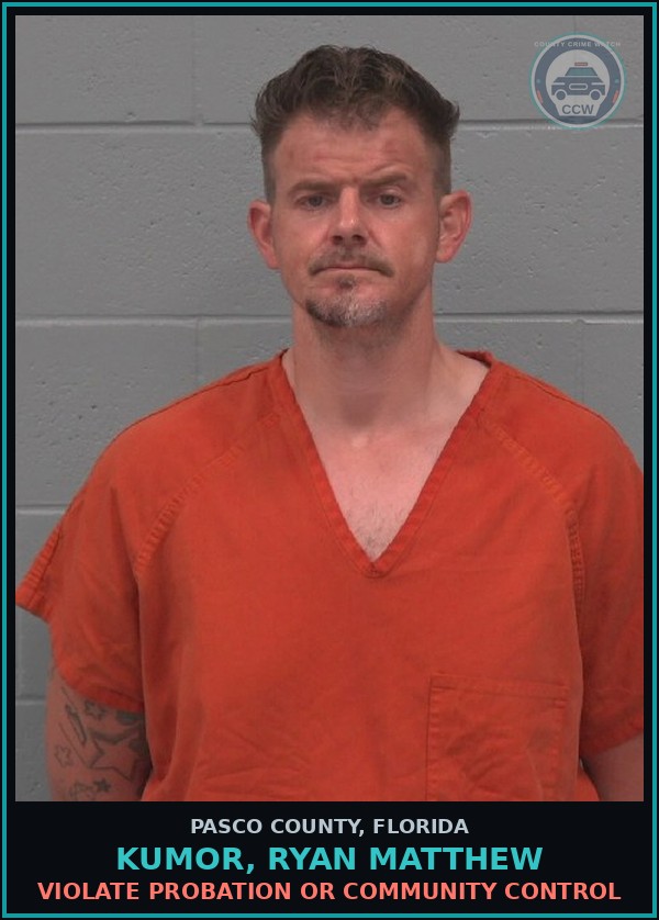 Booking mugshot of KUMOR, RYAN MATTHEW in Pasco County