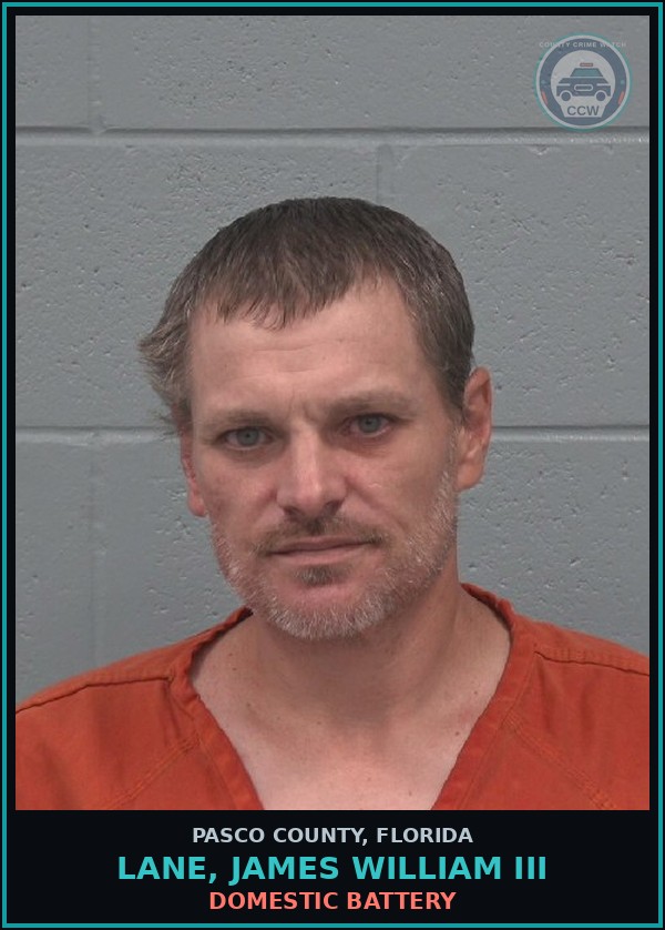 Booking mugshot of LANE, JAMES WILLIAM III in Pasco County
