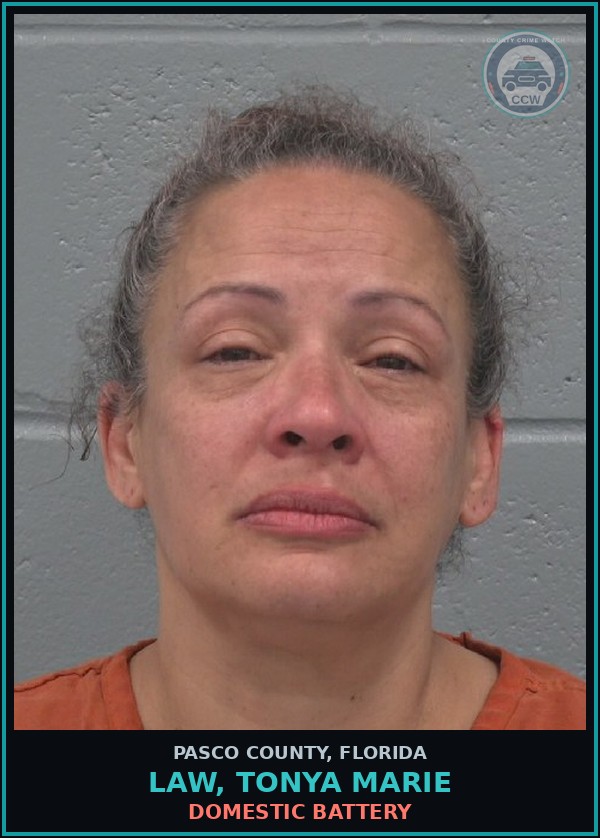 Booking mugshot of LAW, TONYA MARIE in Pasco County
