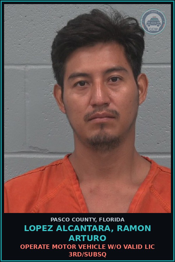 Booking mugshot of LOPEZ ALCANTARA, RAMON ARTURO in Pasco County