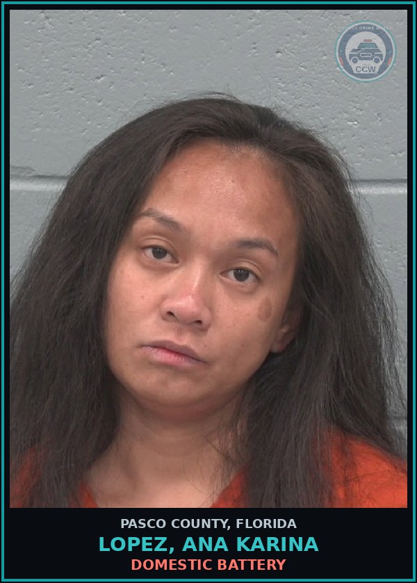 Booking mugshot of LOPEZ, ANA KARINA in Pasco County