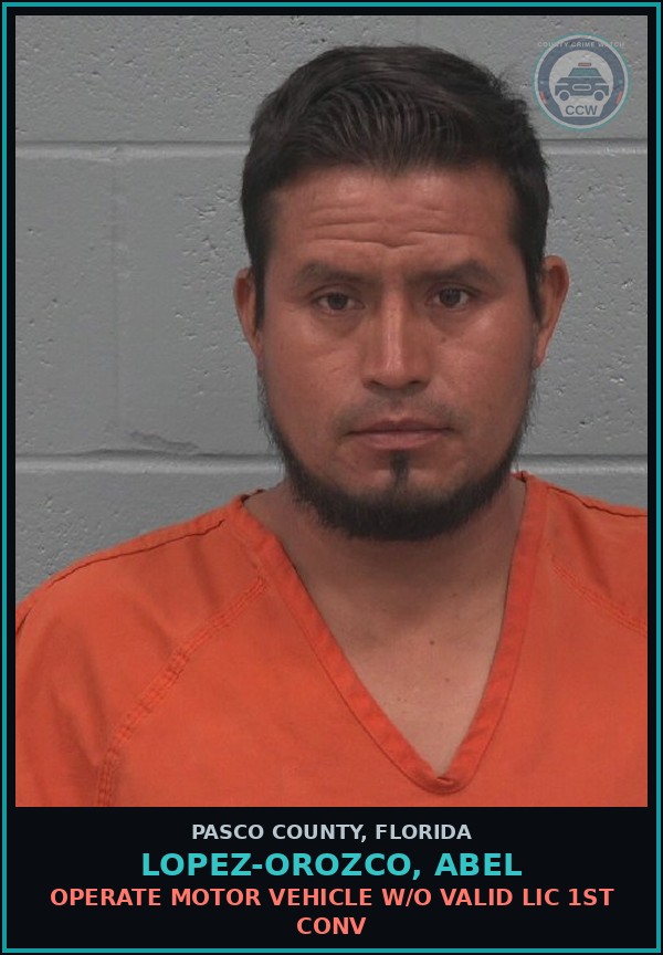 Booking mugshot of LOPEZ-OROZCO, ABEL in Pasco County