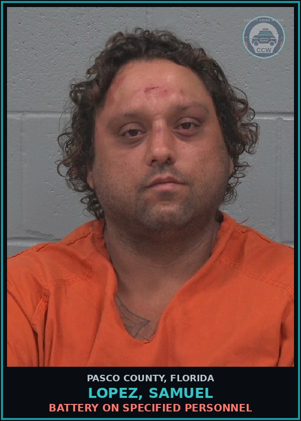 Booking mugshot of LOPEZ, SAMUEL in Pasco County