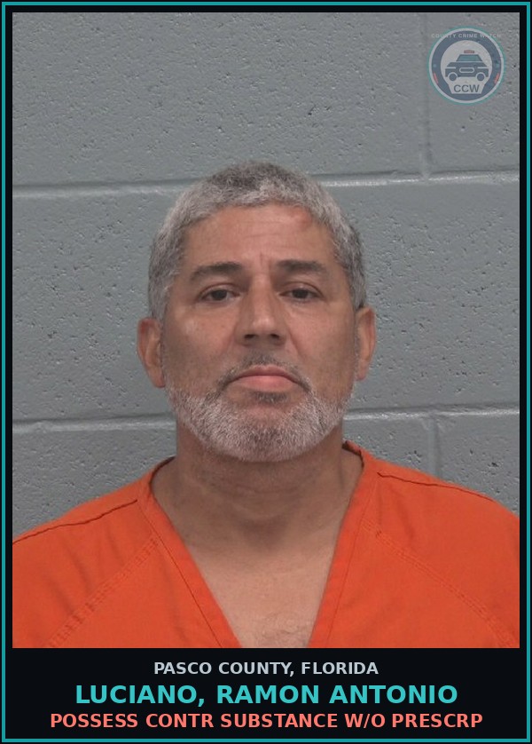 Booking mugshot of LUCIANO, RAMON ANTONIO in Pasco County