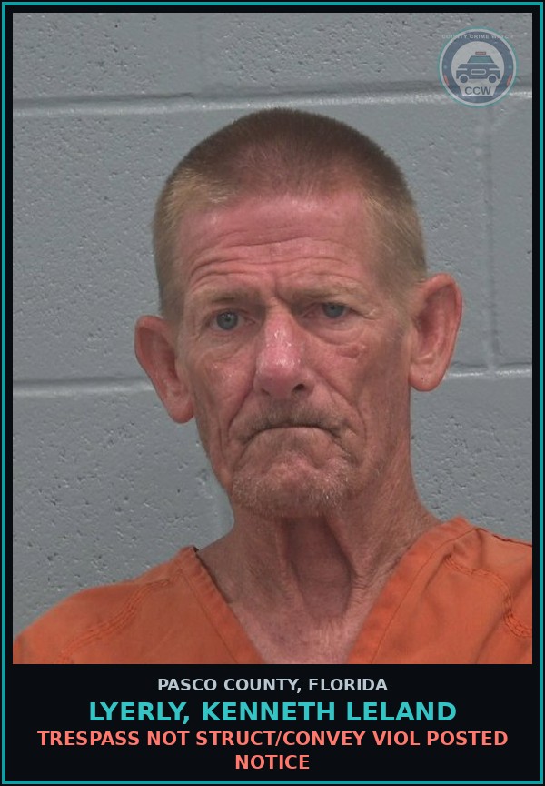 Booking mugshot of LYERLY, KENNETH LELAND in Pasco County