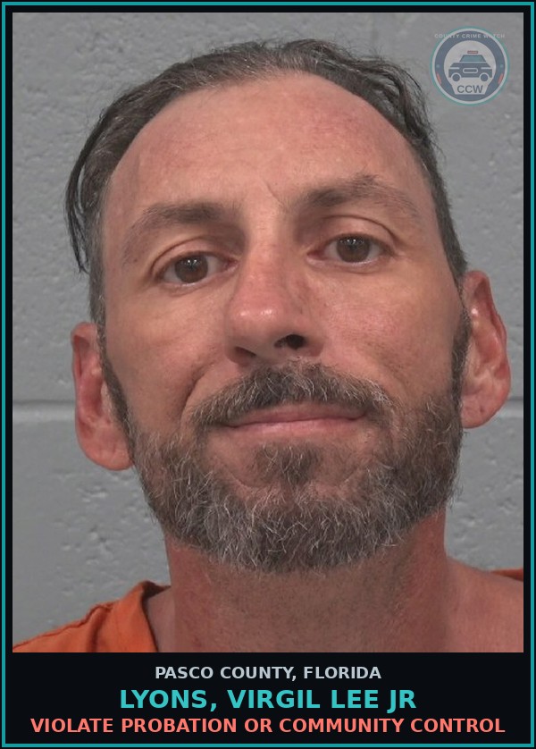 Booking mugshot of LYONS, VIRGIL LEE JR in Pasco County
