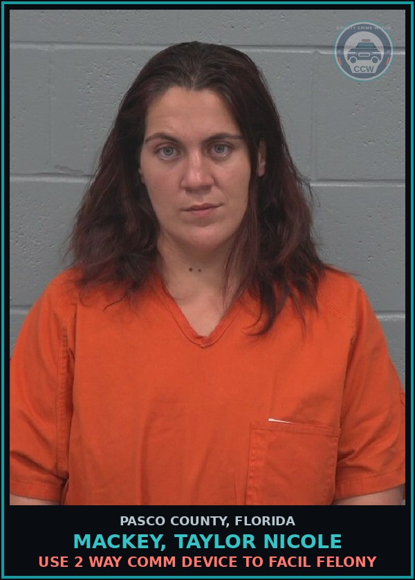 Booking mugshot of MACKEY, TAYLOR NICOLE in Pasco County