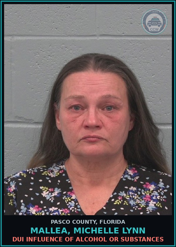 Booking mugshot of MALLEA, MICHELLE LYNN in Pasco County