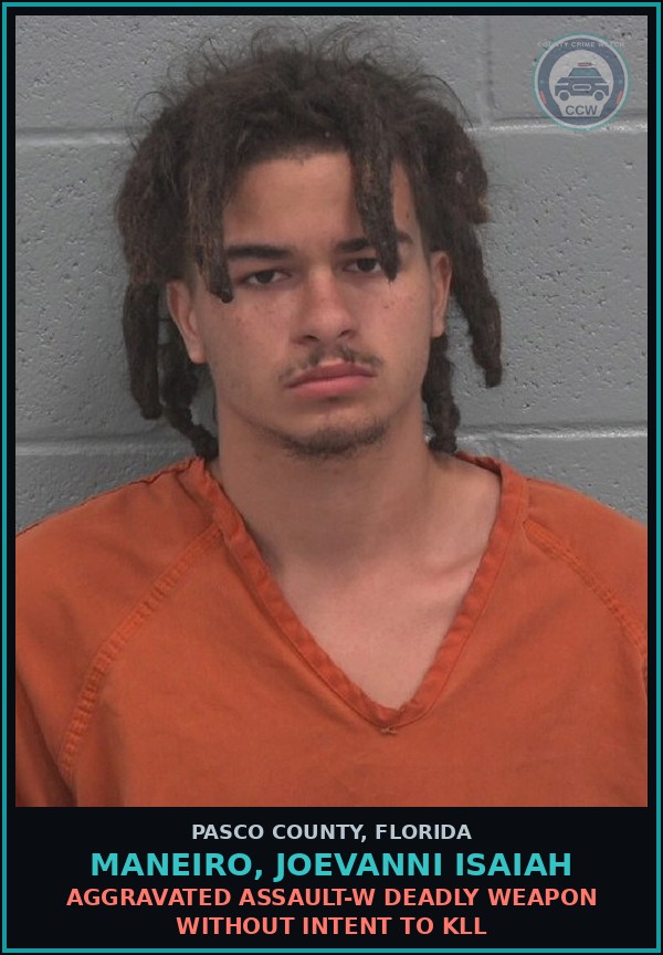 Booking mugshot of MANEIRO, JOEVANNI ISAIAH in Pasco County