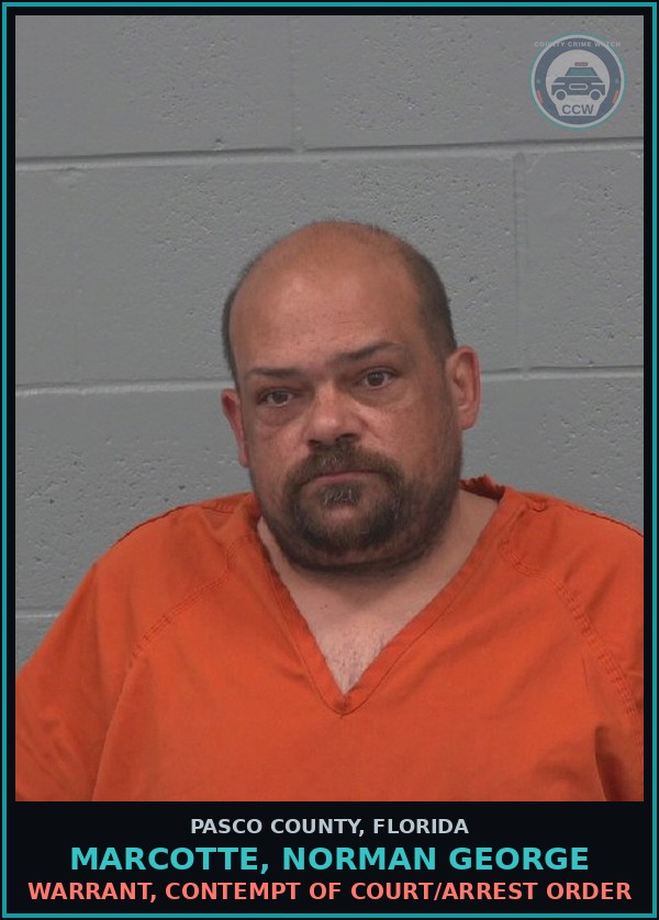 Booking mugshot of MARCOTTE, NORMAN GEORGE in Pasco County