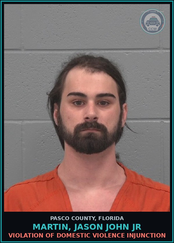 Booking mugshot of MARTIN, JASON JOHN JR in Pasco County