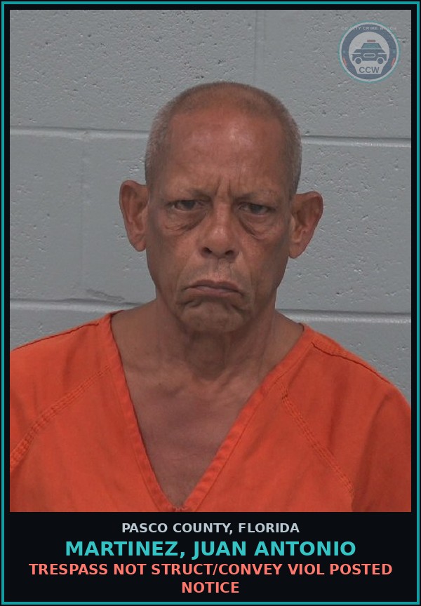Booking mugshot of MARTINEZ, JUAN ANTONIO in Pasco County