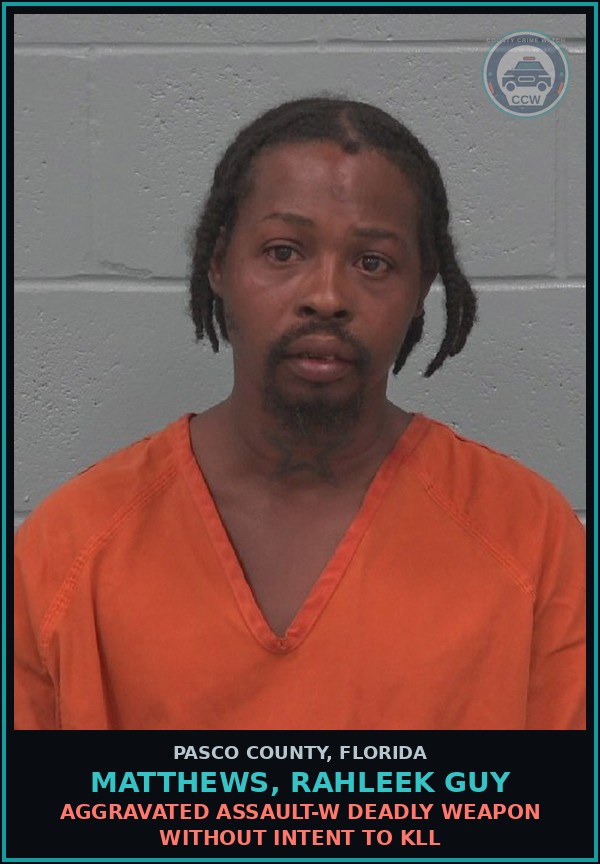 Booking mugshot of MATTHEWS, RAHLEEK GUY in Pasco County