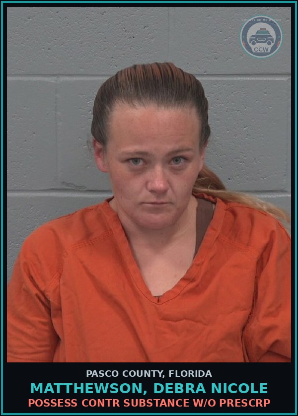 Booking mugshot of MATTHEWSON, DEBRA NICOLE in Pasco County