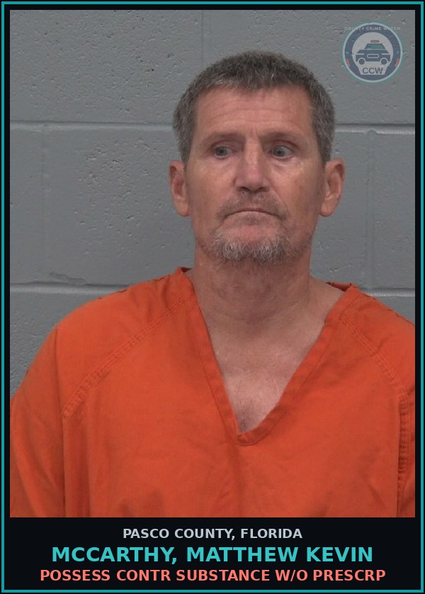 Booking mugshot of MCCARTHY, MATTHEW KEVIN in Pasco County