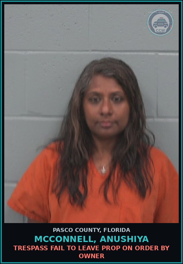 Booking mugshot of MCCONNELL, ANUSHIYA in Pasco County
