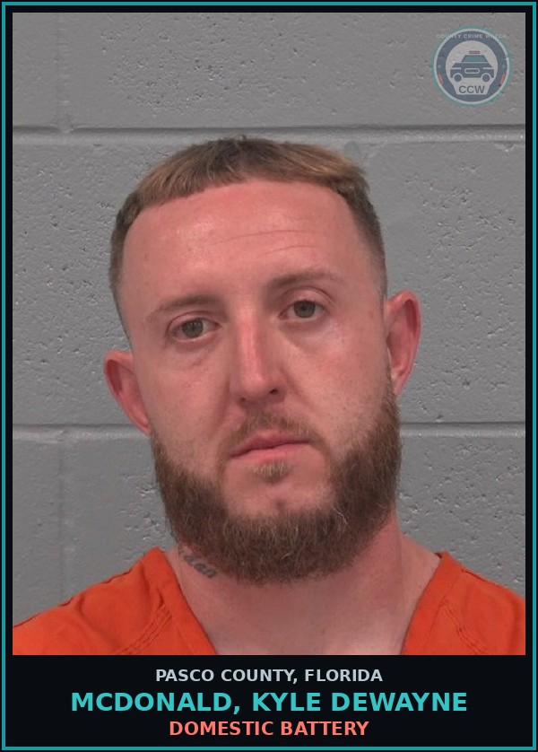 Booking mugshot of MCDONALD, KYLE DEWAYNE in Pasco County