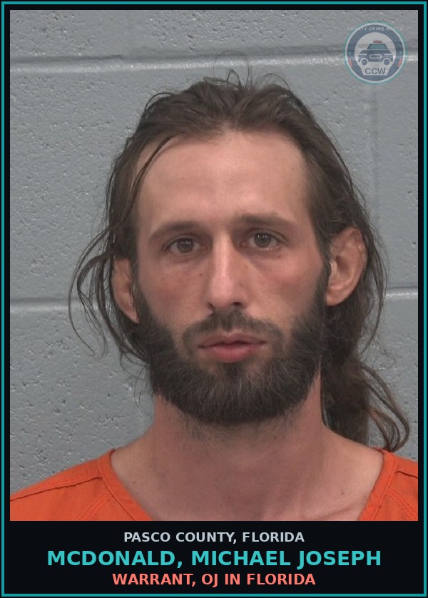 Booking mugshot of MCDONALD, MICHAEL JOSEPH in Pasco County