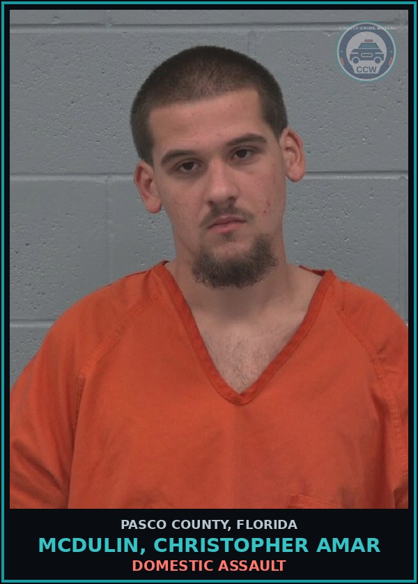 Booking mugshot of MCDULIN, CHRISTOPHER AMAR in Pasco County