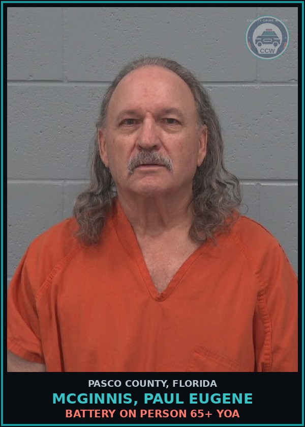 Booking mugshot of MCGINNIS, PAUL EUGENE in Pasco County