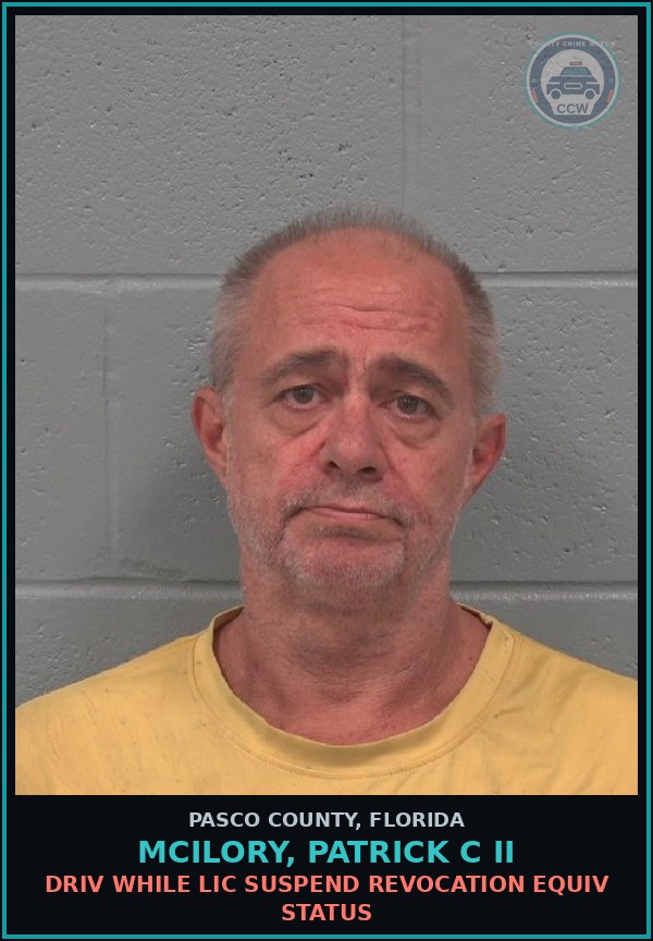 Booking mugshot of MCILORY, PATRICK C II in Pasco County