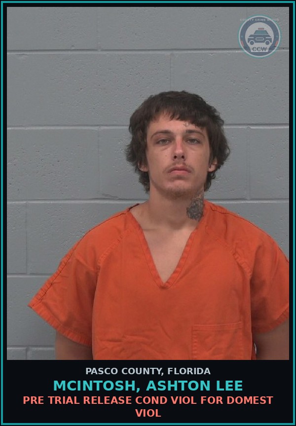 Booking mugshot of MCINTOSH, ASHTON LEE in Pasco County