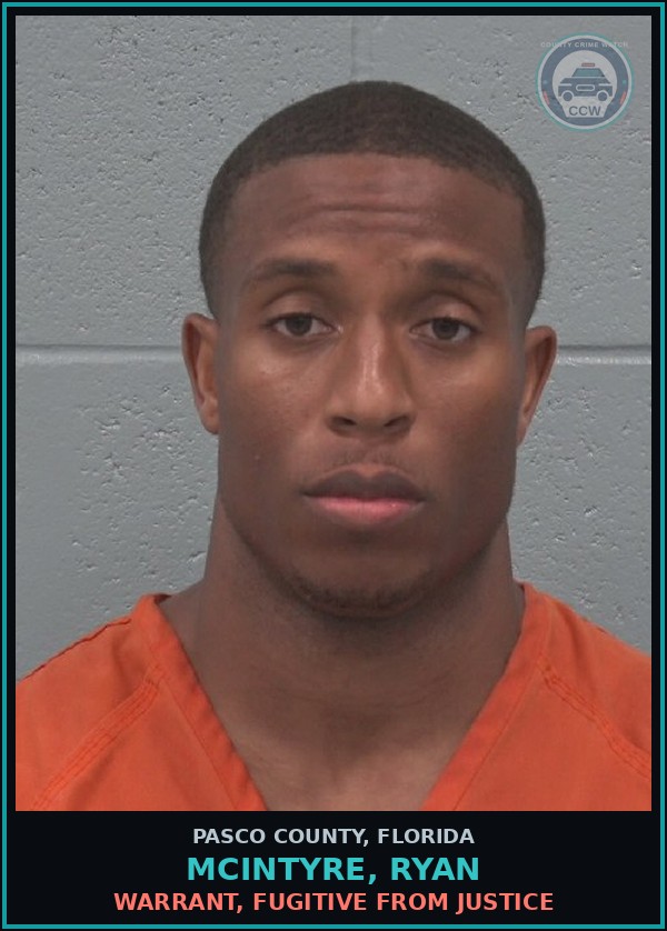 Booking mugshot of MCINTYRE, RYAN in Pasco County