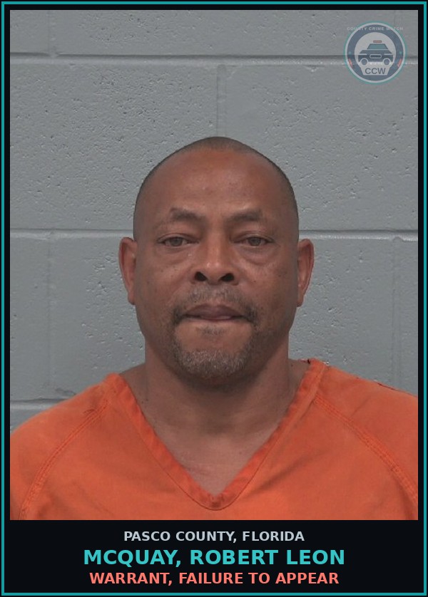Booking mugshot of MCQUAY, ROBERT LEON in Pasco County