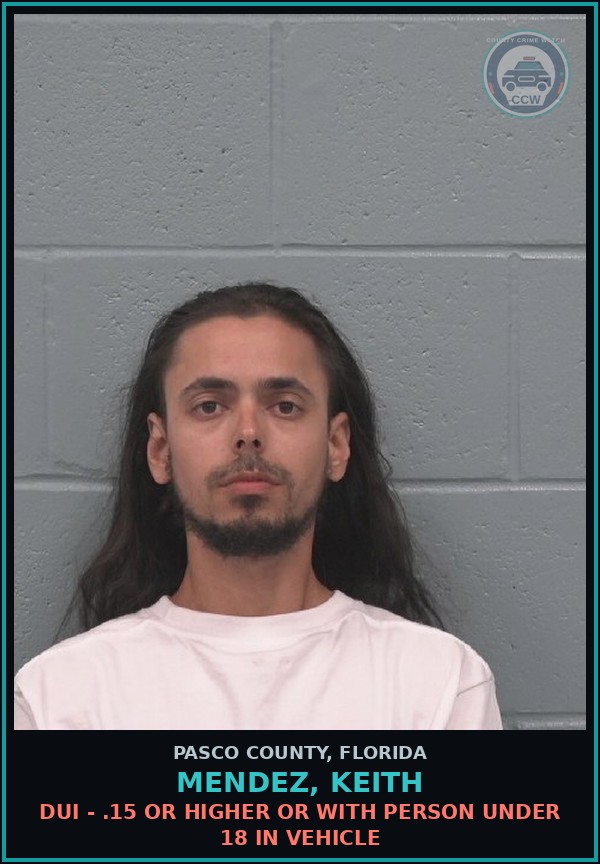 Booking mugshot of MENDEZ, KEITH in Pasco County