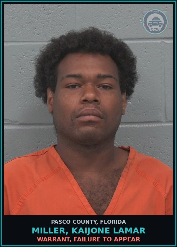 Booking mugshot of MILLER, KAIJONE LAMAR in Pasco County
