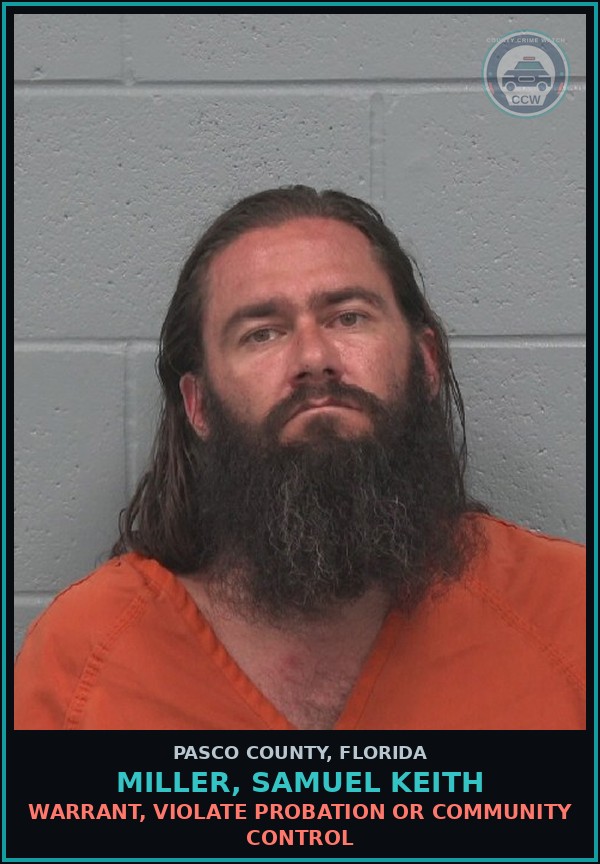 Booking mugshot of MILLER, SAMUEL KEITH in Pasco County