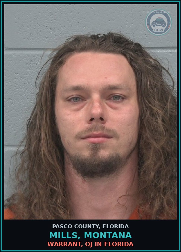 Booking mugshot of MILLS, MONTANA in Pasco County