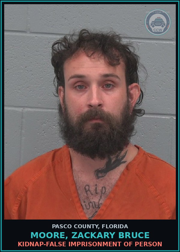 Booking mugshot of MOORE, ZACKARY BRUCE in Pasco County