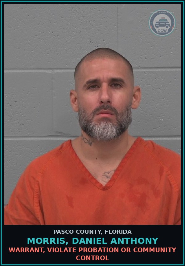 Booking mugshot of MORRIS, DANIEL ANTHONY in Pasco County