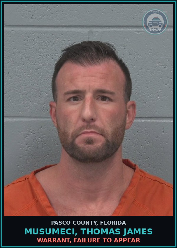 Booking mugshot of MUSUMECI, THOMAS JAMES in Pasco County