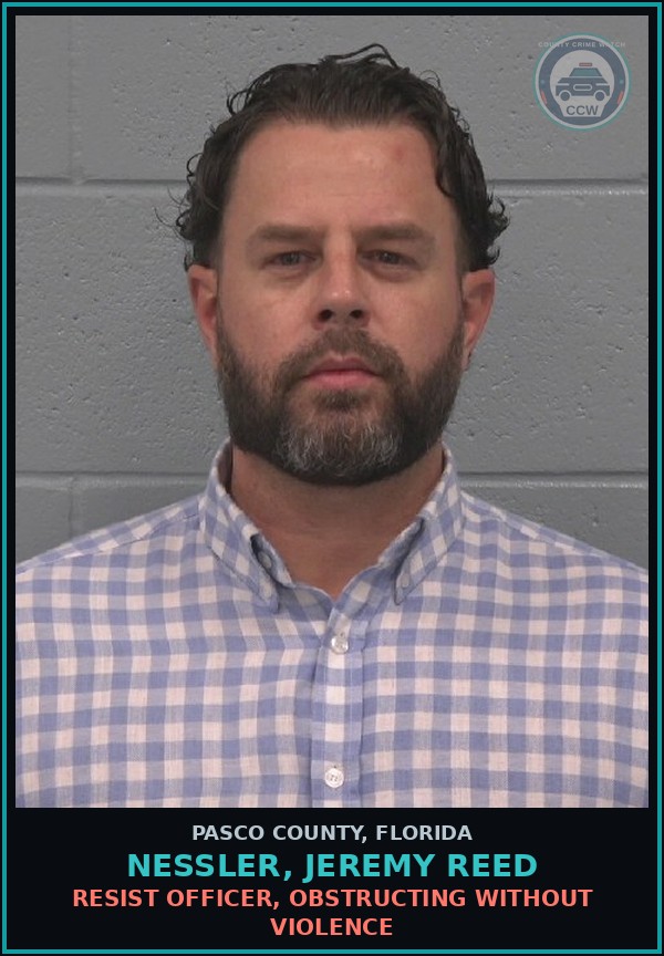 Booking mugshot of NESSLER, JEREMY REED in Pasco County