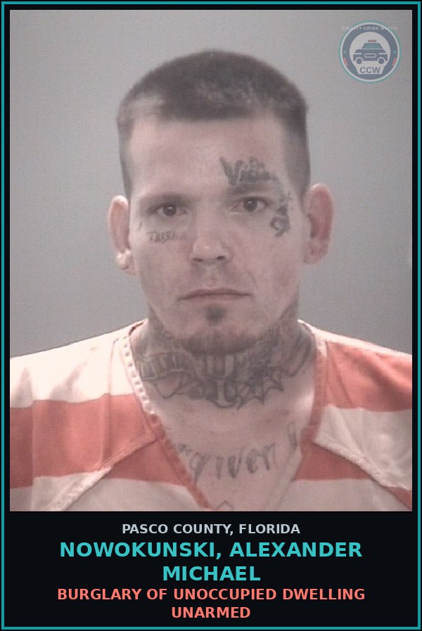 Booking mugshot of NOWOKUNSKI, ALEXANDER MICHAEL in Pasco County