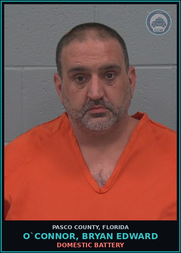 Booking mugshot of O`CONNOR, BRYAN EDWARD in Pasco County
