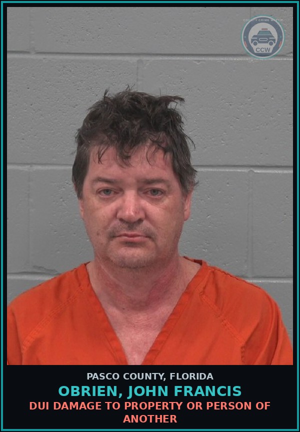 Booking mugshot of OBRIEN, JOHN FRANCIS in Pasco County