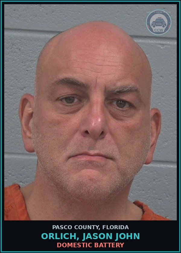 Booking mugshot of ORLICH, JASON JOHN in Pasco County